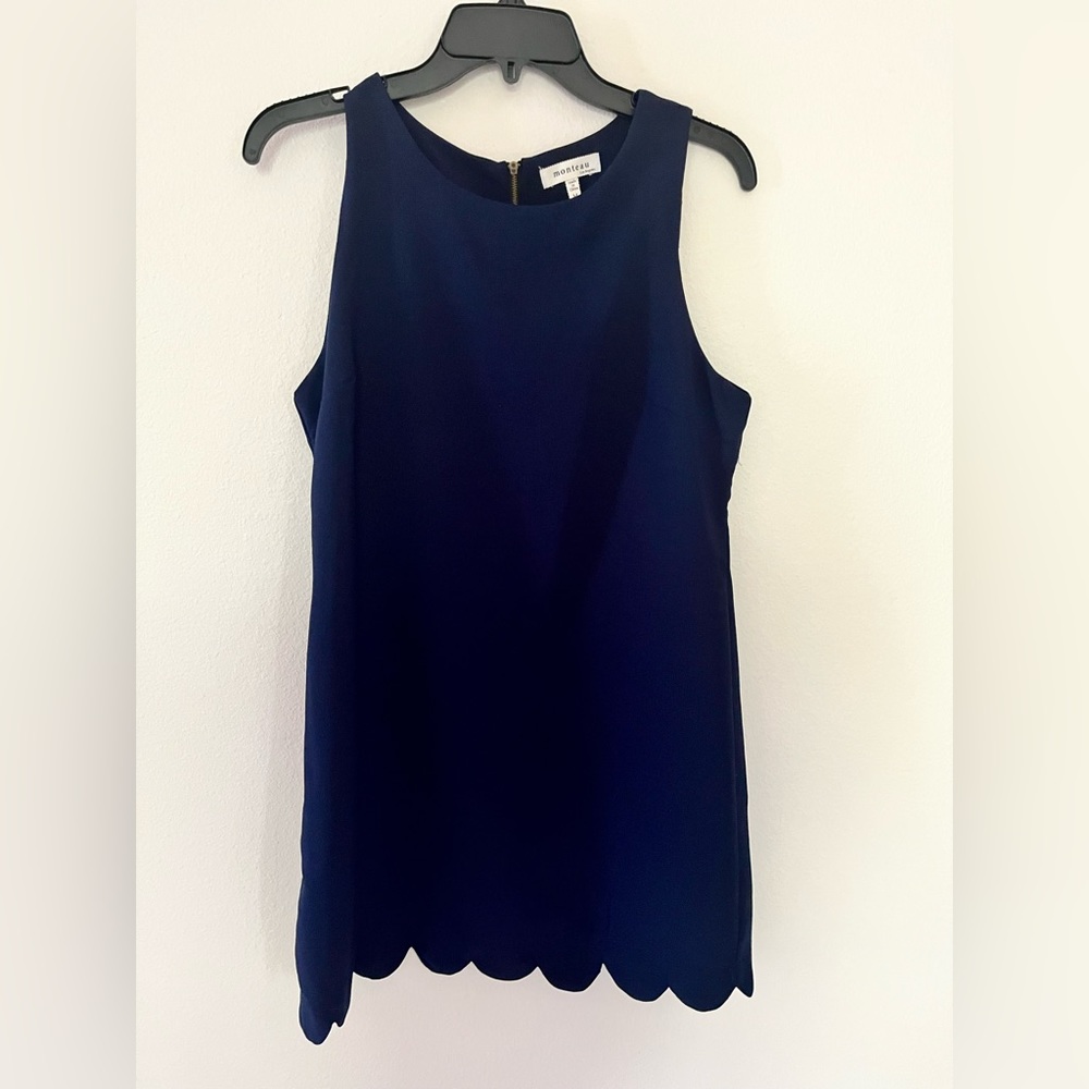Navy Scalloped Mini Dress